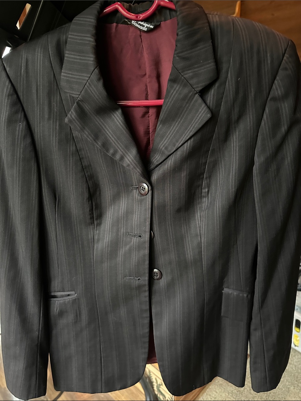 Grand Prix Black Pinstripe Blazer with Notch Lapel